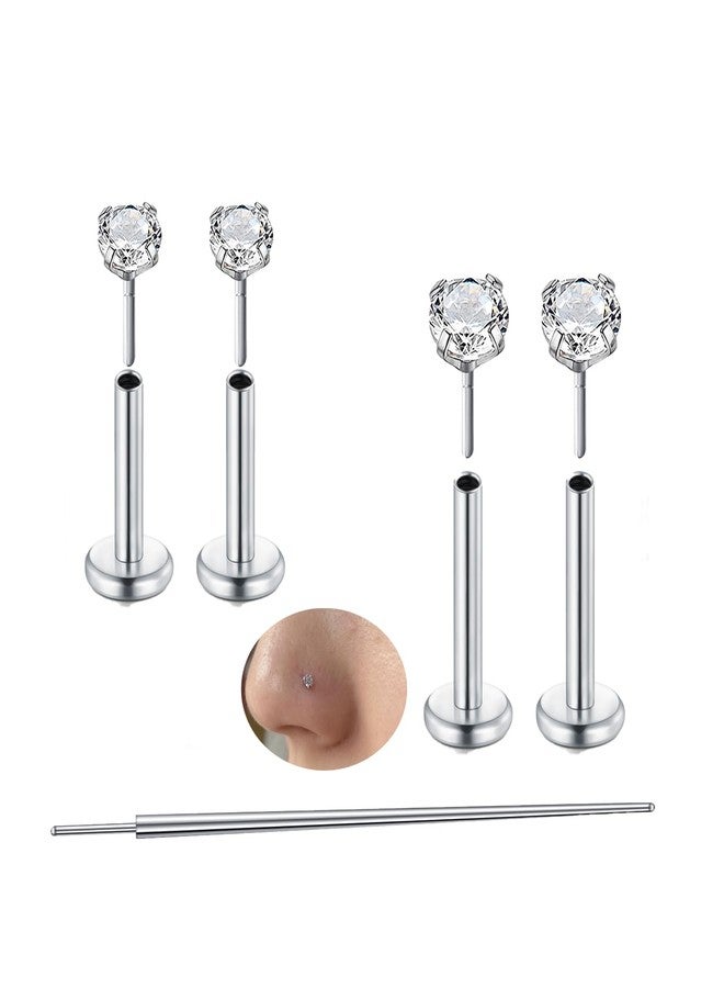 AVYRING أقراط أنف بدون خيط من AVYRING، أقراط مسطحة من الخلف، أقراط لابريت فضية بدون خيط، أقراط ثقب الغضروف، أقراط ثقب الحلزون، أقراط ثقب الصدفة، مجوهرات ثقب الشفة، فولاذ جراحي عيار 18، أقراط غضروفية للنساء، أدوات تغيير - Image 1